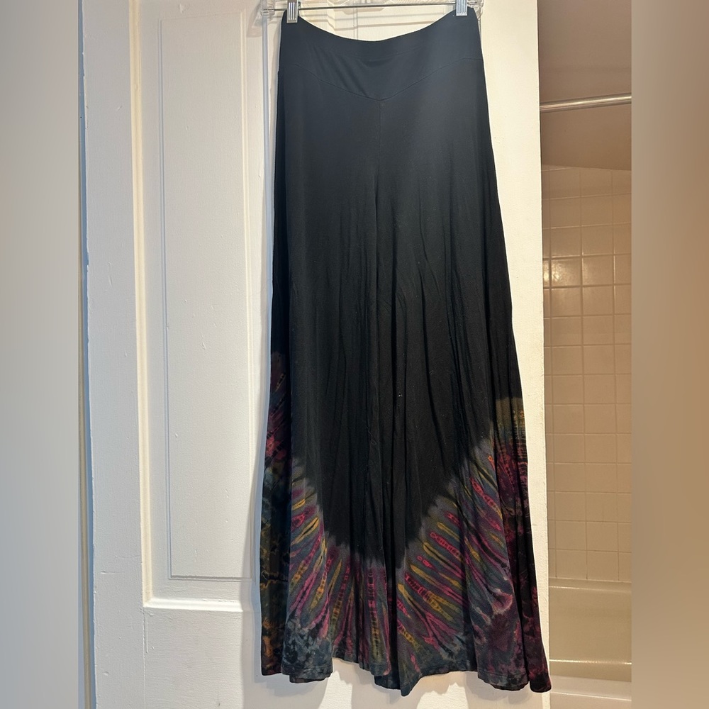 Black and Multicolor Wide Leg Pants